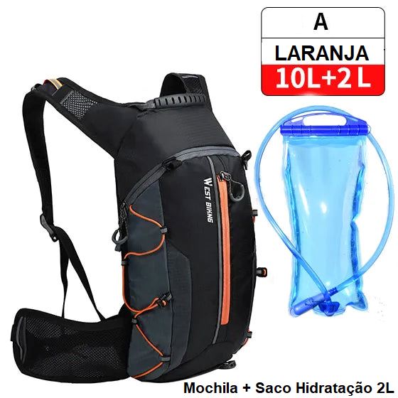 Mochila de Hidratação - Slim Water Mochila 007 Loja da Dryka A - 10L Laranja + Saco 2L