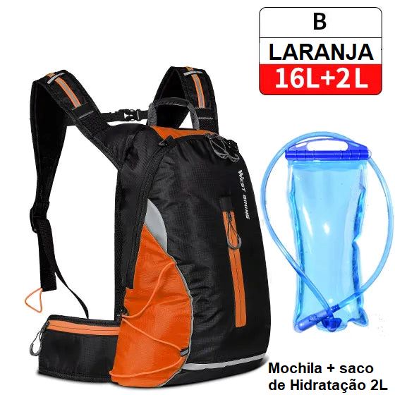 Mochila de Hidratação - Slim Water Mochila 007 Loja da Dryka B - 16L Laranja + Saco 2L
