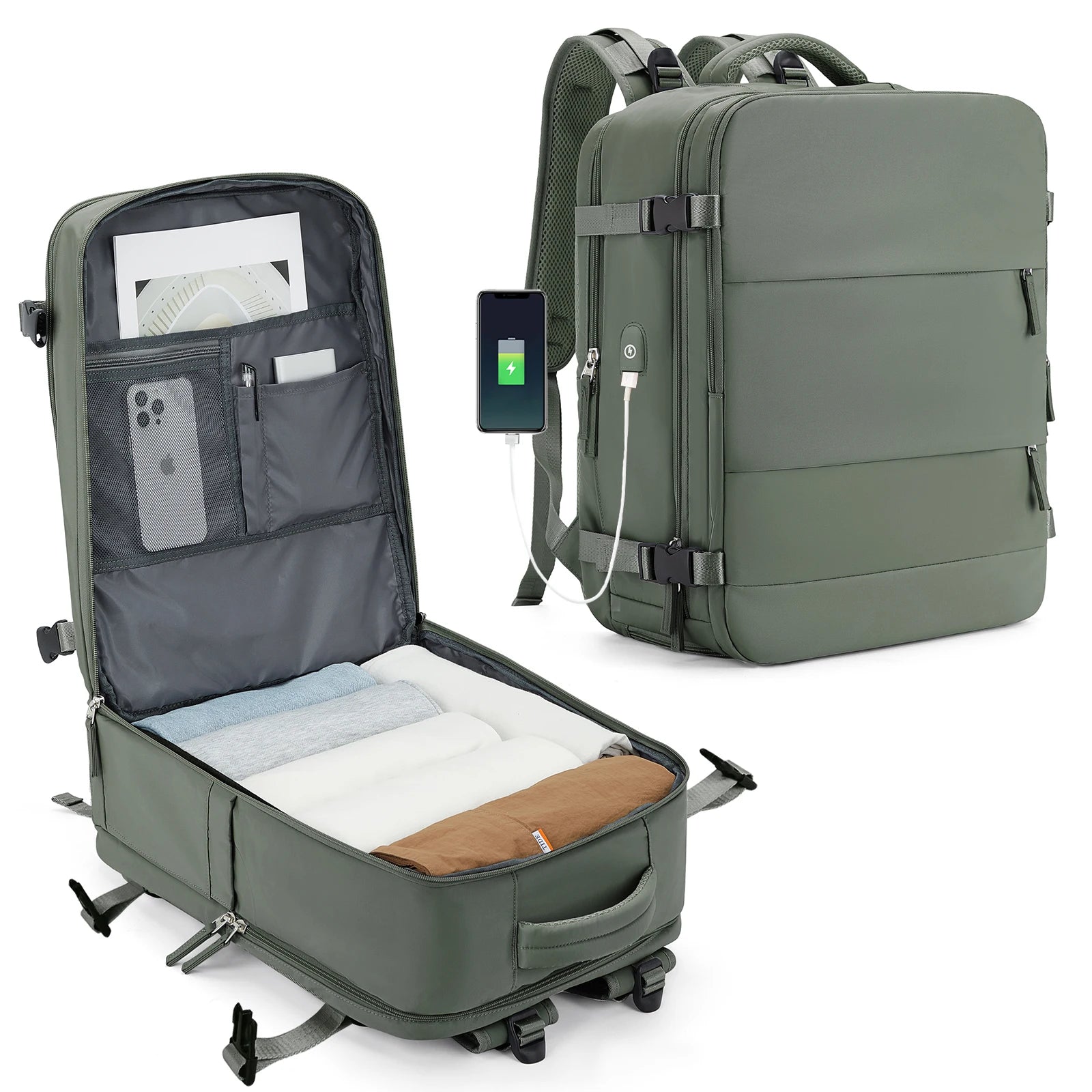 Mochila de Viagem Slim Bag Loja da Dryka Green Small