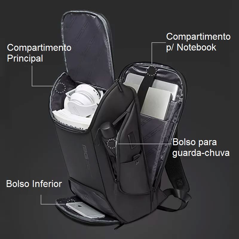 Mochila Executiva Paris - Impermeável com Compartimento USB Mochila 005 Loja da Dryka