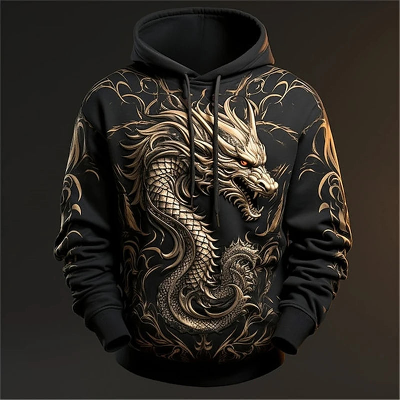 Moleton 3D com Capuz - Dragão Chines Acessorio masculino 009 - moleton dragao Loja da Dryka HHLK-153 XXP
