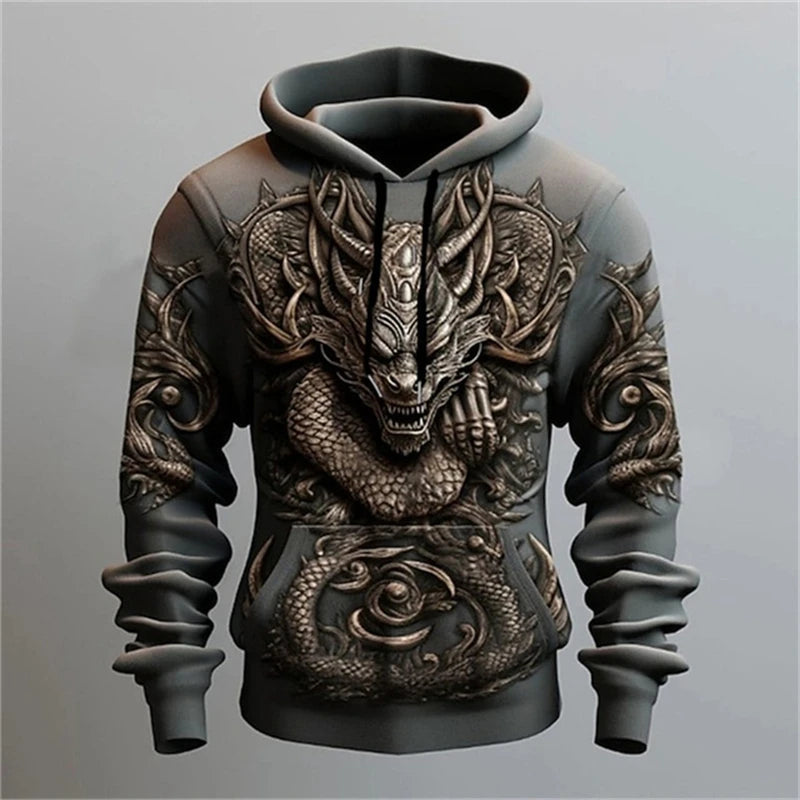 Moleton 3D com Capuz - Dragão Chines Acessorio masculino 009 - moleton dragao Loja da Dryka HHLK-154 XXP