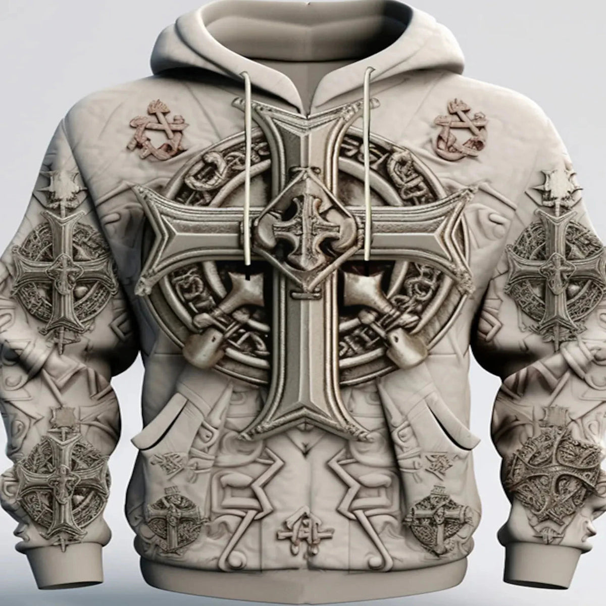 Moleton 3D com Capuz Masculino - Cruz Acessorio masculino 008 - moleton cruz Loja da Dryka Caqui P