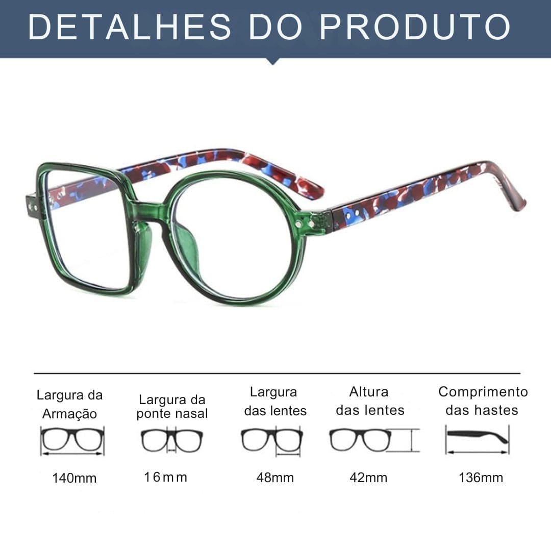 Óculos de Grau Assimétrico Vintage Unissex - SQRD oculos de grau SQRD Loja da Dryka