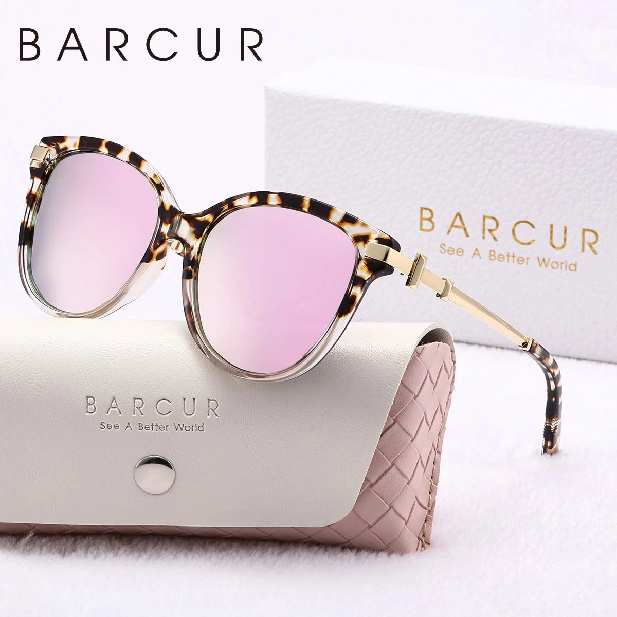Óculos de Sol Feminino Polarizado -Cat Vision Loja da Dryka LeopardPink