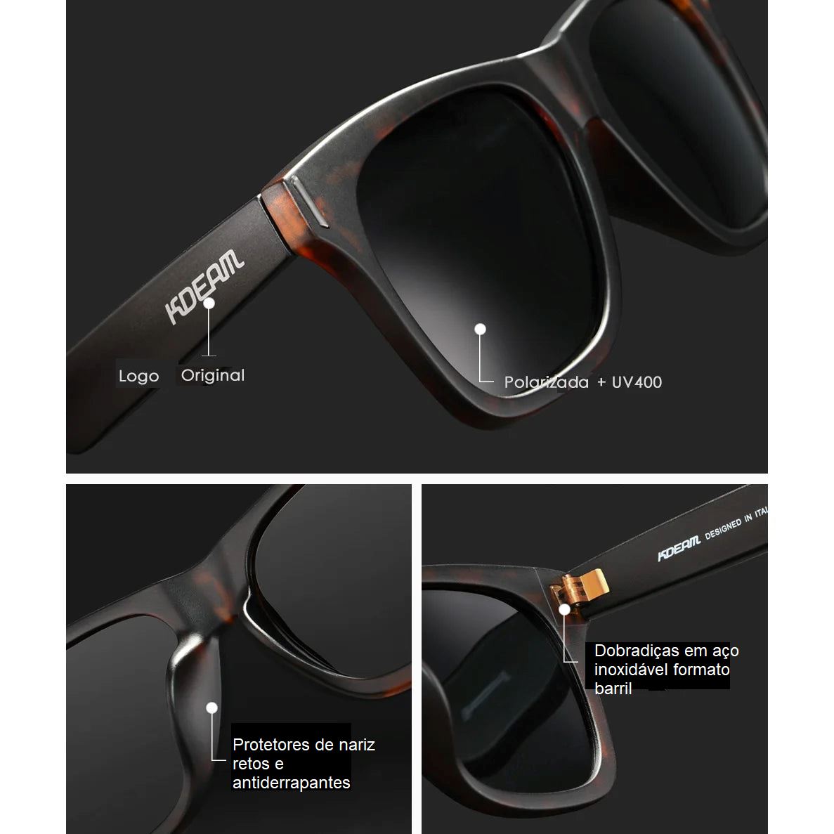 Óculos de Sol Polarizado KDEAM - New Square Loja da Dryka