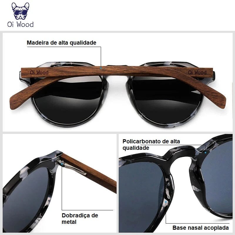 Óculos de Sol Redondo Unissex - Oi Wood oculos de sol - oi wood Loja da Dryka