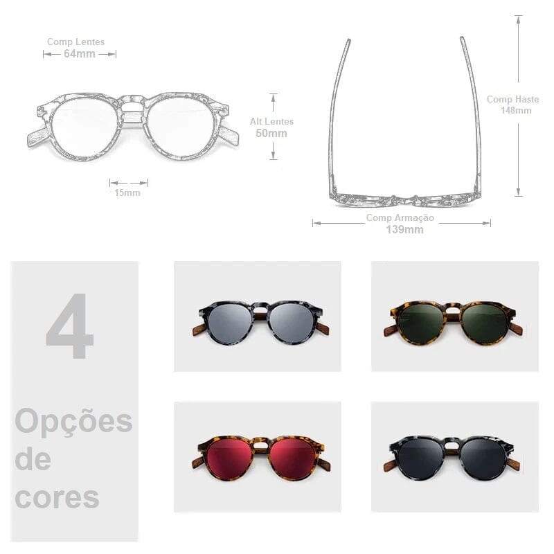 Óculos de Sol Redondo Unissex - Oi Wood oculos de sol - oi wood Loja da Dryka