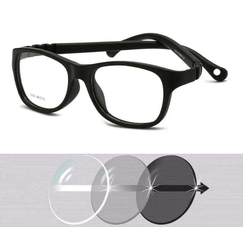 Óculos para Bebês - First Vision oculos de grau 002 Loja da Dryka Preta - Lente Cinza