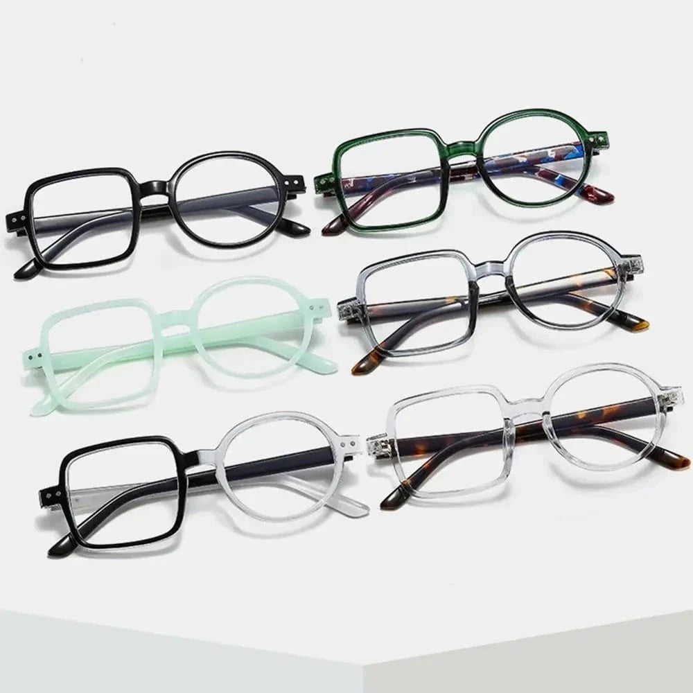 Óculos quadrados e redondos assimétricos vintage para homens e mulheres, óculos de grandes dimensões, moldura óptica, nova moda, 2023 Loja da Dryka