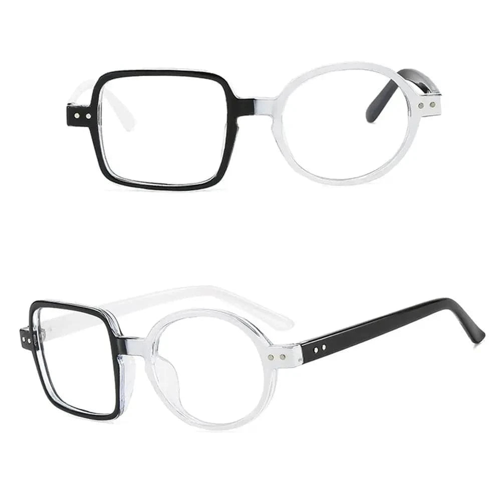 Óculos quadrados e redondos assimétricos vintage para homens e mulheres, óculos de grandes dimensões, moldura óptica, nova moda, 2023 Loja da Dryka