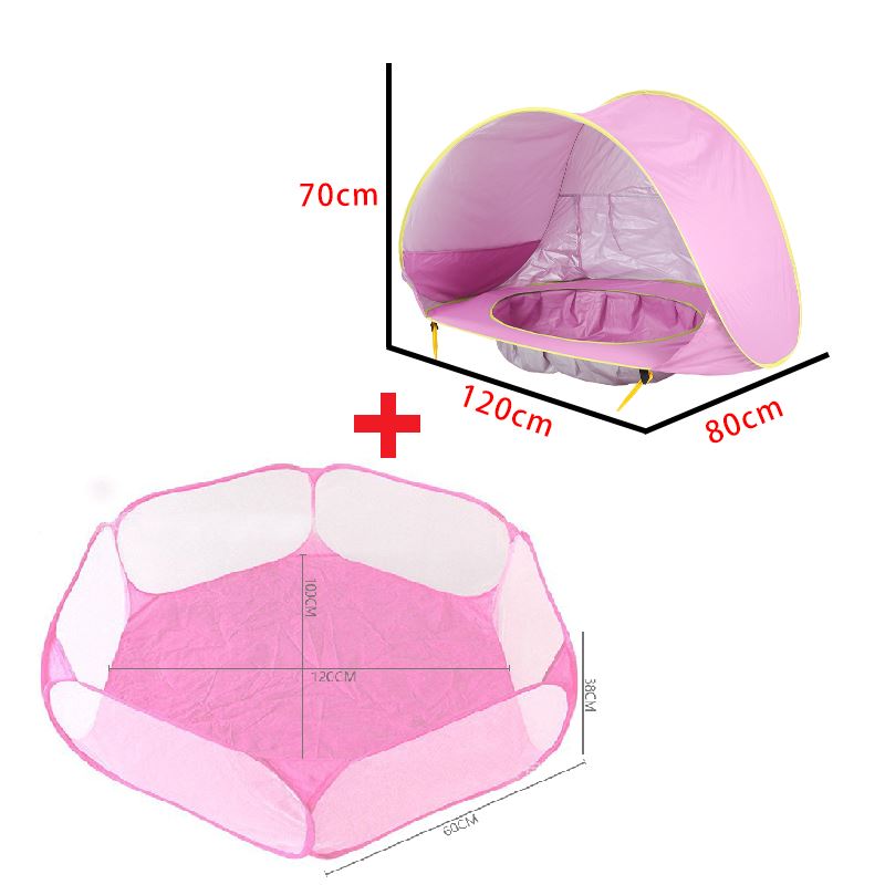Piscina Tenda Infantil -Baby Beach Brinquedo 029 Loja da Dryka Tenda Rosa + Cerca Rosa