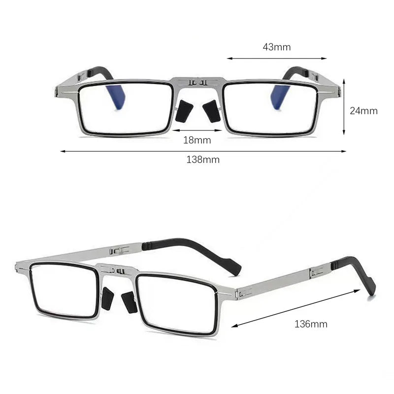 Portable Smart Folding Reading Glasses Blue Light Blocking For Men Metal Round Square Elder Eyeglasses Diopters Presbyopia Gafas Loja da Dryka