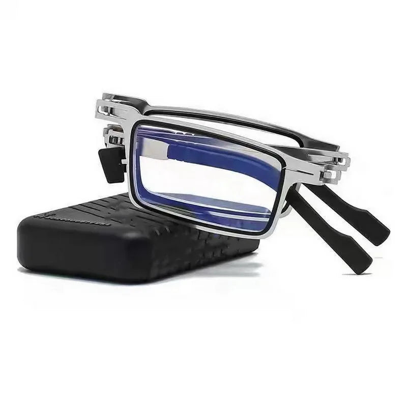 Portable Smart Folding Reading Glasses Blue Light Blocking For Men Metal Round Square Elder Eyeglasses Diopters Presbyopia Gafas Loja da Dryka