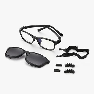 Ralferty 2 In 1 Kids Sunglasses Polarized Clips On Glasses Child 0 Diopter Prescription Optic Myopia Eyewear Frame Glasses Chain Loja da Dryka Black CHINA As picture