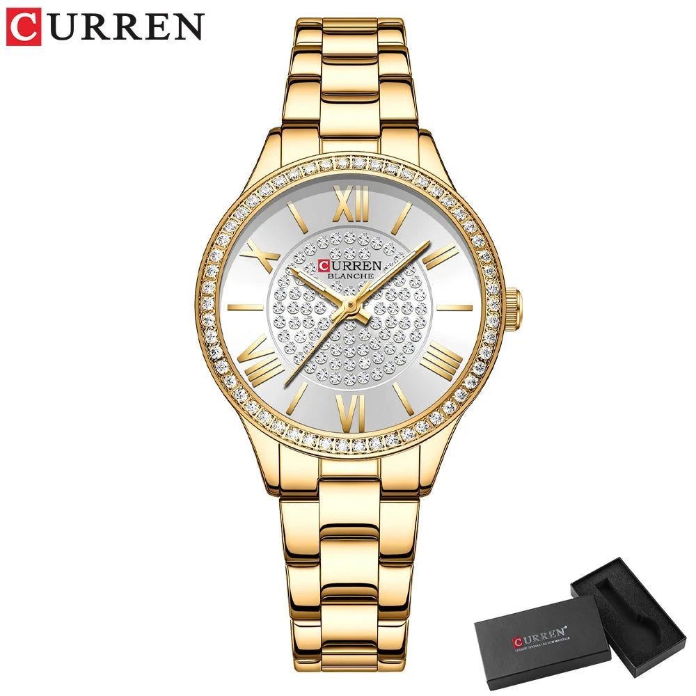 Relógio Feminino Curren - Luxury relogio feminino - curren luxury Loja da Dryka Dourado-Branco