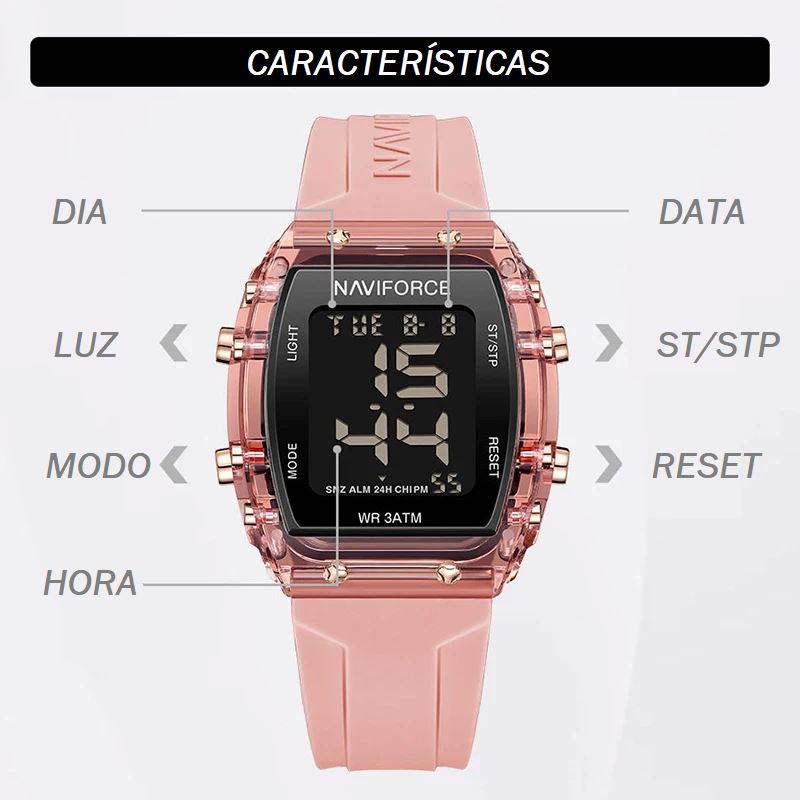 Relógio Feminino Digital Naviforce Relogio feminino 005 Loja da Dryka