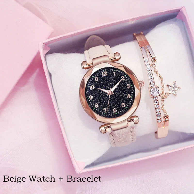 Relógio Feminino Style Lux + Pulseira Grátis Relógio Feminino 001 lojadadryka Bege + Pulseira Grátis