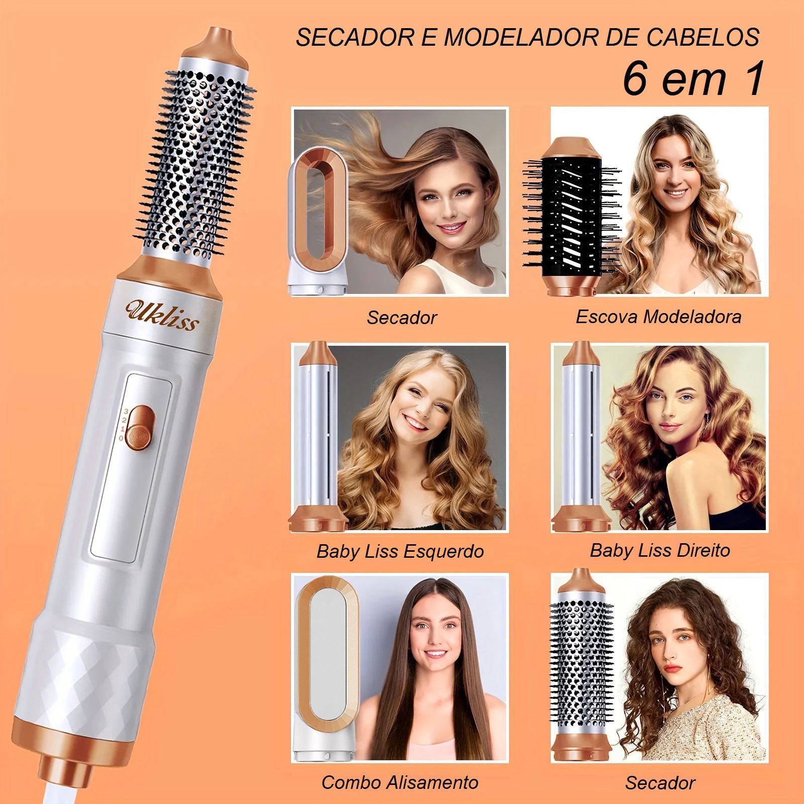 Secador e Modelador de cabelos 6 em 1 - Hair Style Beleza 034 Loja da Dryka
