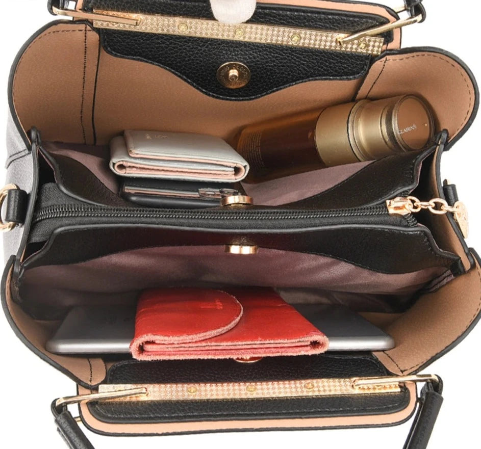 Soft Leather Luxury Handbags Women Bags Designer 3 Layers Shoulder Crossbody Sac Ladies Large Capacity Shopping Messenger Tote Loja da Dryka