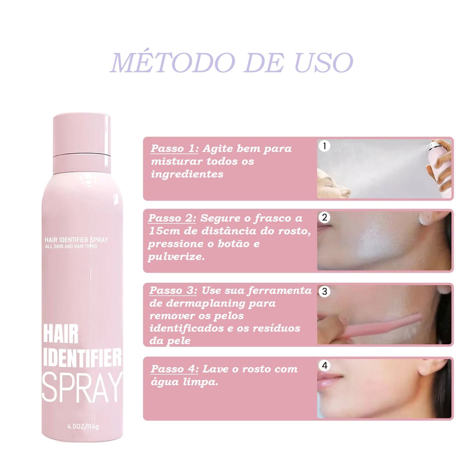 Spray Identificador de Pelos para Dermaplaning bem estar 052 Loja da Dryka