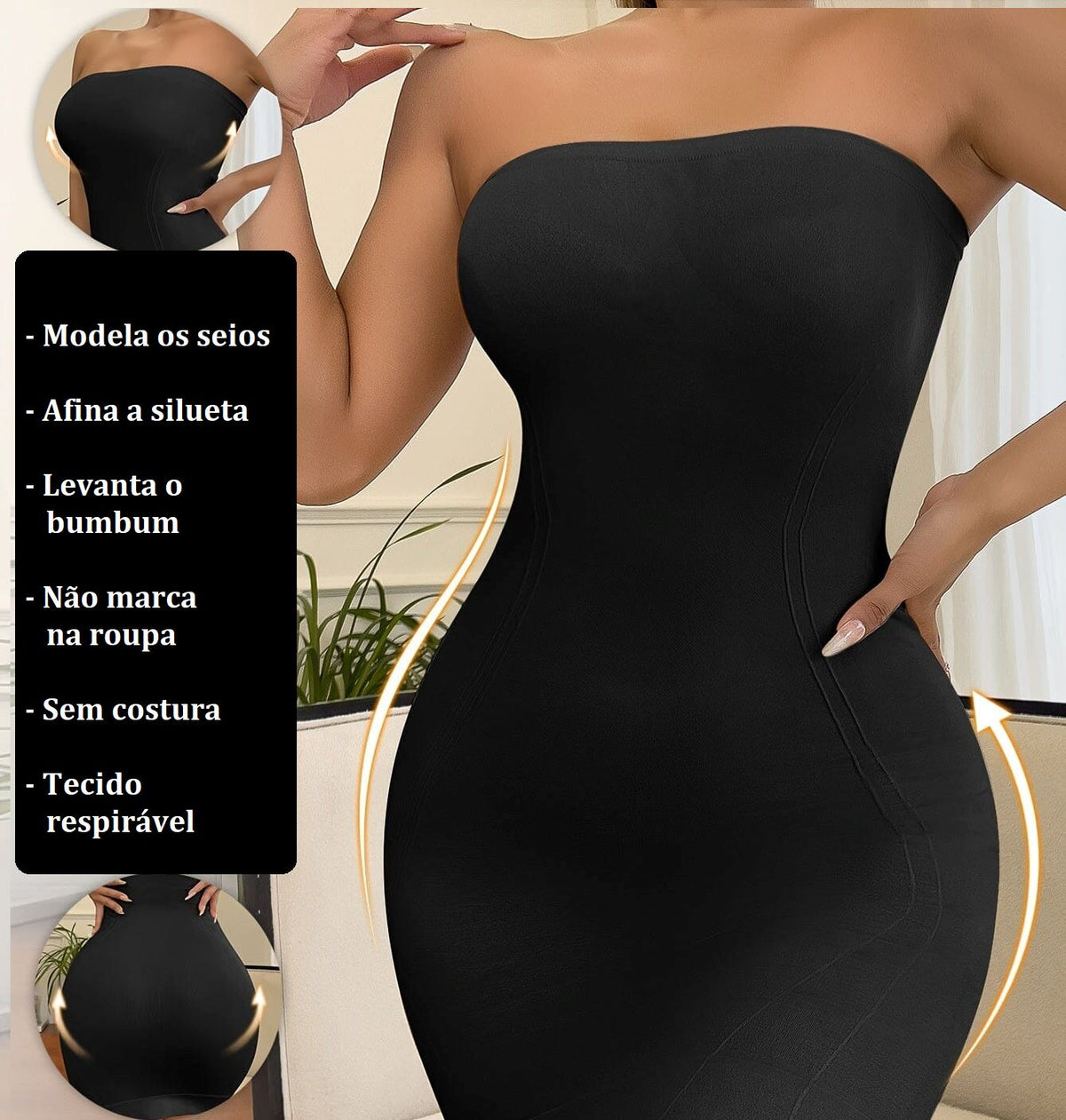 Vestido Modelador sem Alça - Slim Shape Loja da Dryka