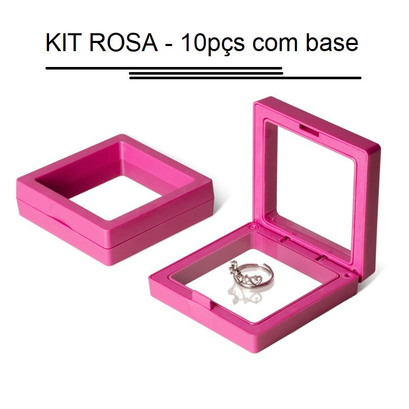Vitrine Flutuante Suspensa 3D decoração 006 Loja da Dryka Rosa - 9cm