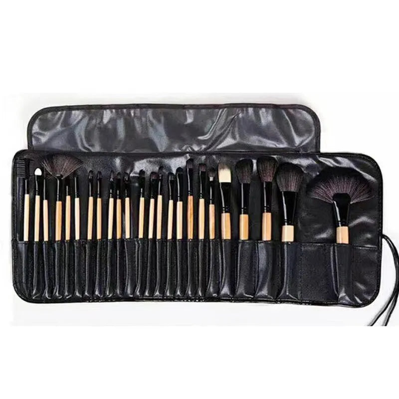 24 Pcs Female Professional Makeup Sets Cosmetics Brushes With Leather Bag Lip Brush Eye Shadow Brush Makeup Tools Loja da Dryka