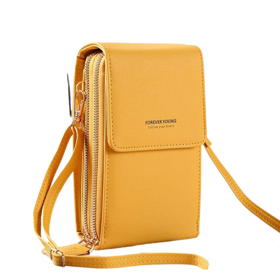 Bolsa de Couro Style 2 em 1 Bolsa 001 lojadadryka Amarelo 11x5x19CM