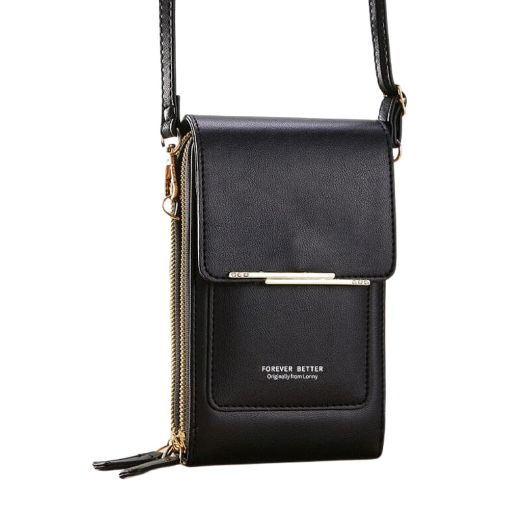 Bolsa de Couro Style 2 em 1 Bolsa 001 lojadadryka Preta com dourado 11x5x19CM