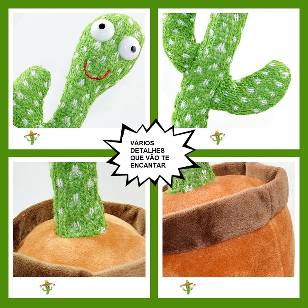 Cacto Dançante e Falante - Toca Músicas e Repete Fala brinquedo 005 lojadadryka