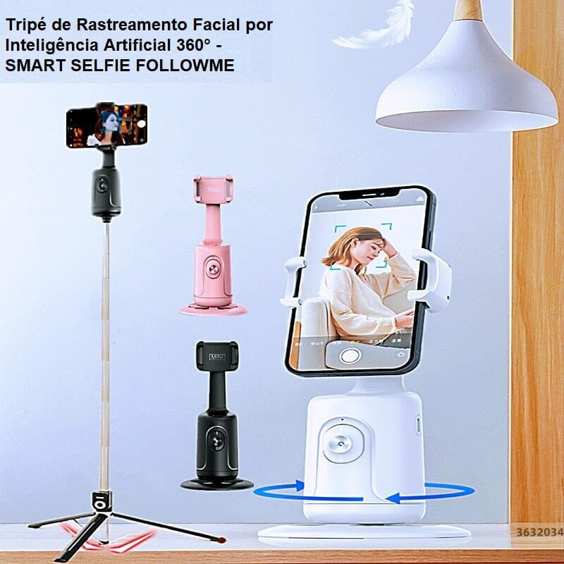 Tripé de Rastreamento Facial por Inteligência Artificial 360 Graus - Smart Selfie FOLLOWME Tripe 001 lojadadryka