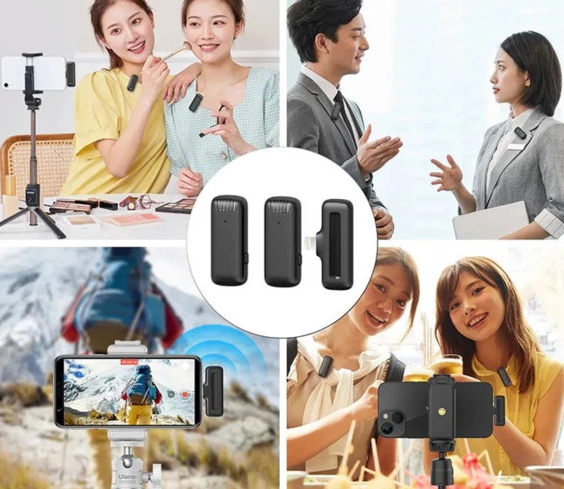 Ulanzi J12 Portable Wireless 20M Lavalier Microphone Transmitter and Receiver Clip Lable Audio Video Mic with Type-C Lightning Loja da Dryka