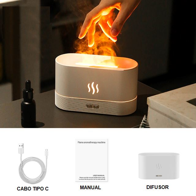Umidificador e Difusor de Aromaterapia 2 em 1 com Luz Noturna Umidificador 001 lojadadryka Branco - Névoa 1 cor