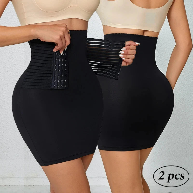 2Pack Shapewear Dress Slip for Under Dresses Half Slip High Waist Tummy Control Seamless Slimming Slip Body Shaper Loja da Dryka 2Black S 