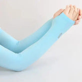 2pcs (1 Pair) Women's LCE Silk Arm Sleeve Sports Sleeve Sun Protection Hand Cover Cooling Gloves For Running Fishing Bike Loja da Dryka Blue 