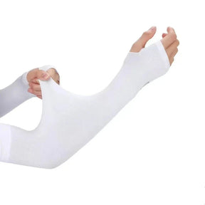 2pcs (1 Pair) Women's LCE Silk Arm Sleeve Sports Sleeve Sun Protection Hand Cover Cooling Gloves For Running Fishing Bike Loja da Dryka WHITE 