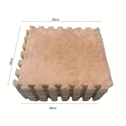 30pcs Thickened Plush Patchwork Carpet for Room, Bedroom, Cloakroom, Tatami, Rental House Renovation, Bedside Blanket, Four Seasons Game Room Loja da Dryka Camel (washable And Cuttable) Width 30cm Length 30cm Thickness 1cm (30pcs) 