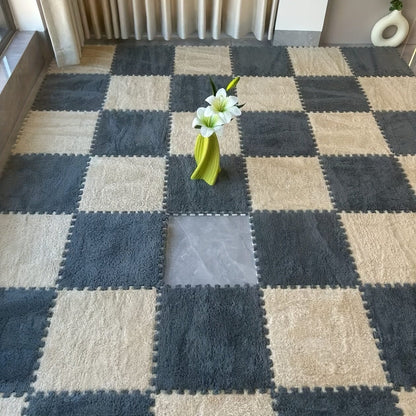 30pcs Thickened Plush Patchwork Carpet for Room, Bedroom, Cloakroom, Tatami, Rental House Renovation, Bedside Blanket, Four Seasons Game Room Loja da Dryka Gray + Camel (washable And Cuttable) Width 30cm Length 30cm Thickness 1cm (30pcs) 