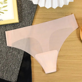 3PCS Transparent Thong Panties Women Ultra-thin Sense Sexy Female Seamless Low-waist Solid Color G-string Quick Drying Underwear Loja da Dryka 