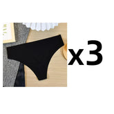 3PCS Transparent Thong Panties Women Ultra-thin Sense Sexy Female Seamless Low-waist Solid Color G-string Quick Drying Underwear Loja da Dryka black XL 3pcs
