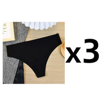 3PCS Transparent Thong Panties Women Ultra-thin Sense Sexy Female Seamless Low-waist Solid Color G-string Quick Drying Underwear Loja da Dryka black XL 3pcs
