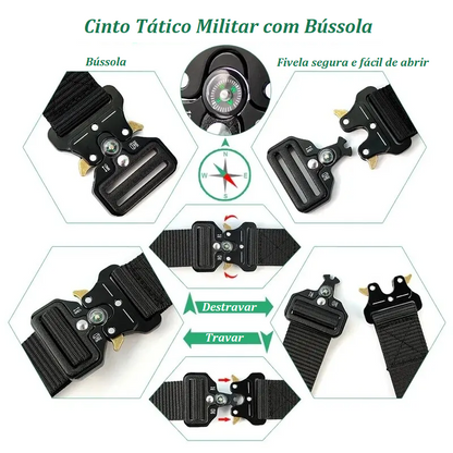 Cinto Tático Masculino Militar com Bússola