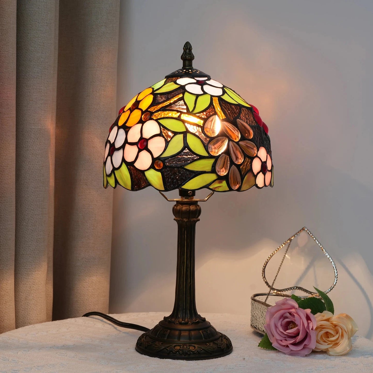 Abajur Retrô de Mesa Tiffany - Color Glass DECORAÇÃO 018 Loja da Dryka Uvas 