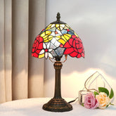 Abajur Retrô de Mesa Tiffany - Color Glass DECORAÇÃO 018 Loja da Dryka Vermelho - Rose 