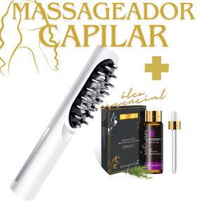 Aparelho de Massagem Capilar + Óleo Essencial beleza 037 Loja da Dryka Branco Alecrim 
