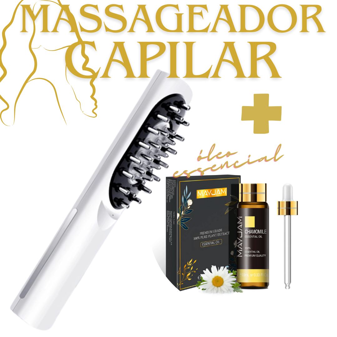 Aparelho de Massagem Capilar + Óleo Essencial beleza 037 Loja da Dryka Branco Camomila 