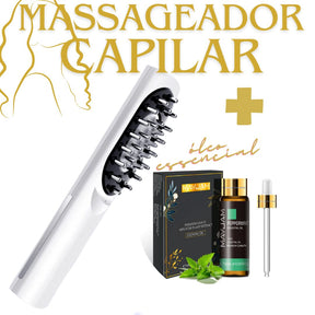 Aparelho de Massagem Capilar + Óleo Essencial beleza 037 Loja da Dryka Branco Hortelã Pimenta 