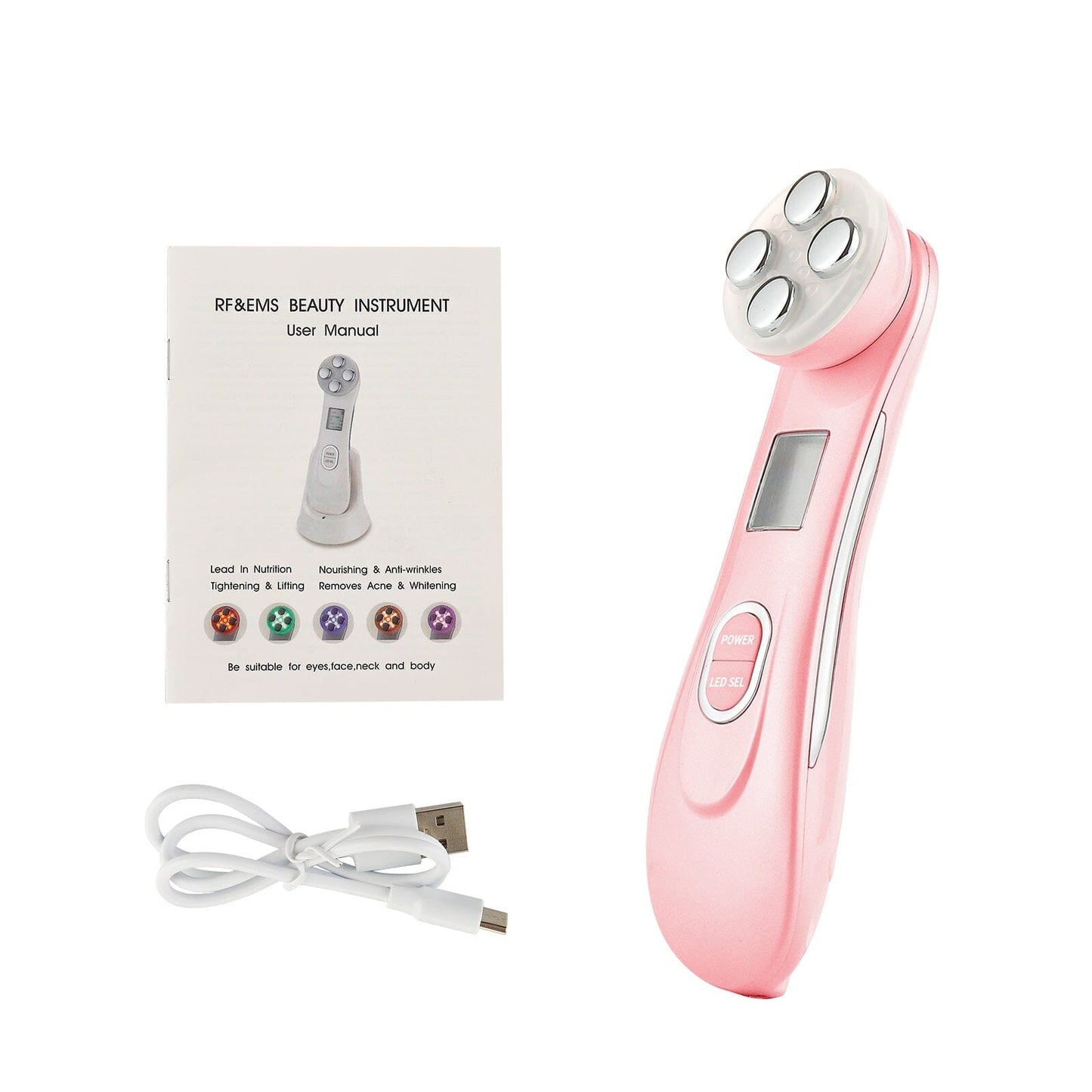 Aparelho Portátil Fototerapia e Radiofrequência Led Anti-Rugas Beleza - fototerapia lojadadryka Rosa 
