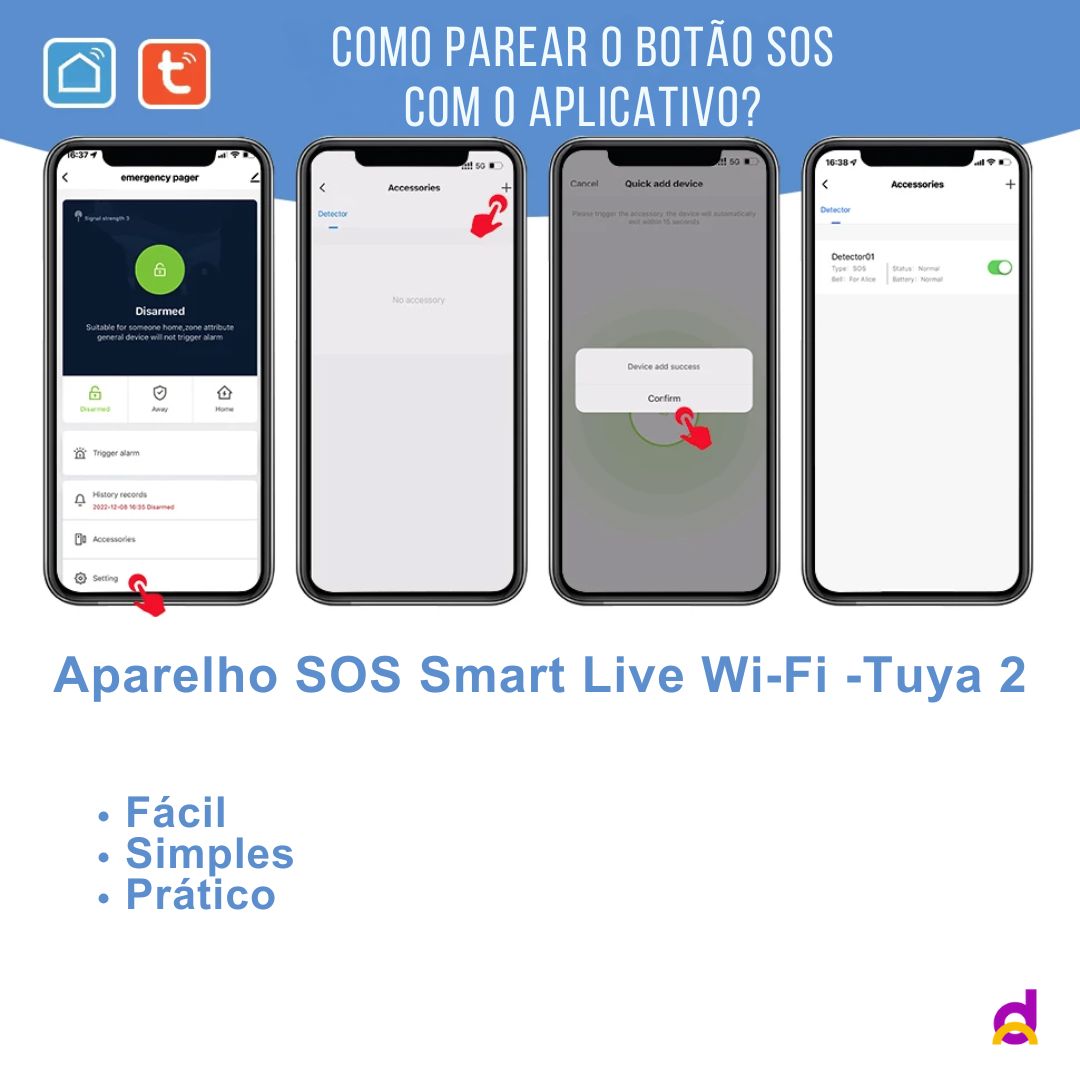 Aparelho SOS Smart Life Wi-Fi - Tuya 2 Aparelho SOS Tuya 2 Loja da Dryka 